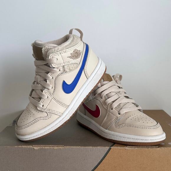 Nike Air Jordan 1 Mid Utility Multicolor ‘Fleece’ Kids Sneakers- SZ 10.5 C